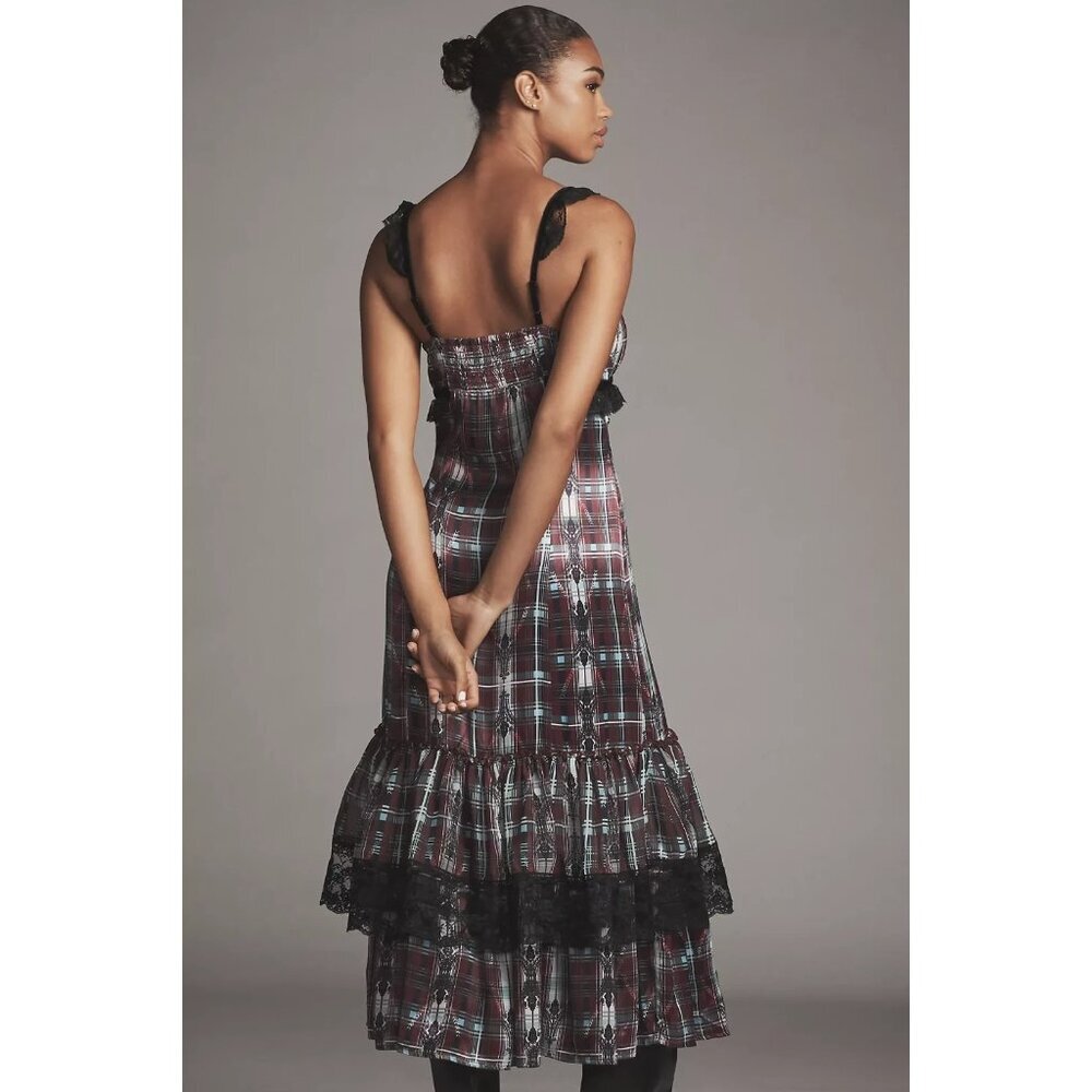 By Anthropologie V-Neck Lace-Trim Midi Dress XL - Picture 4 of 4